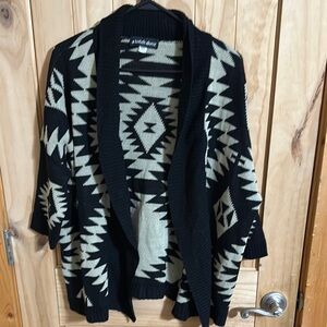 A Knitch Above Black and Cream Geometric Pattern Sweater
